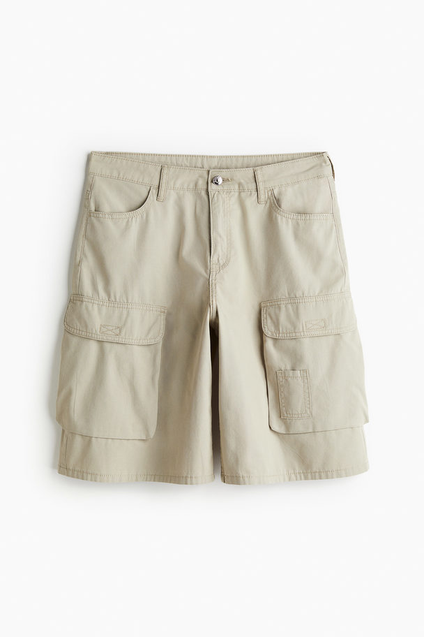 H&M Cargo-Shorts aus Canvas Helles Khakigrün