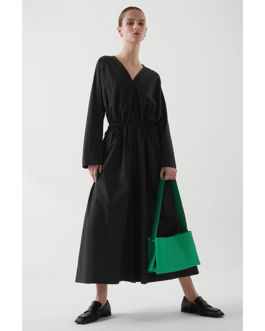COS Gathered Cropped Culotte Jumpsuit Black
