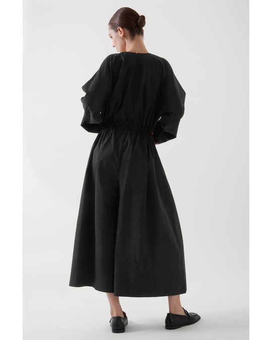 COS Gathered Cropped Culotte Jumpsuit Black