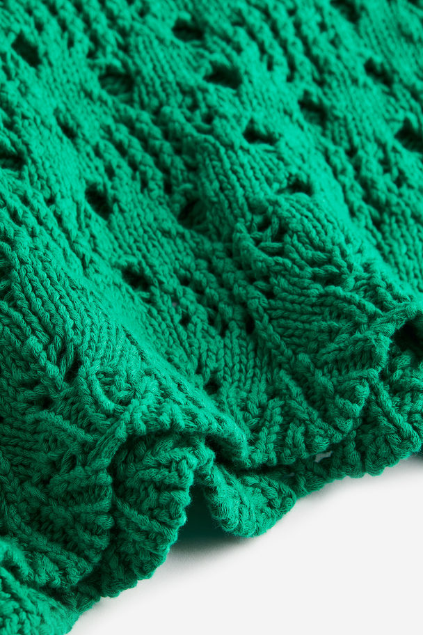 H&M Pointelle-knit Cotton Jumper Green