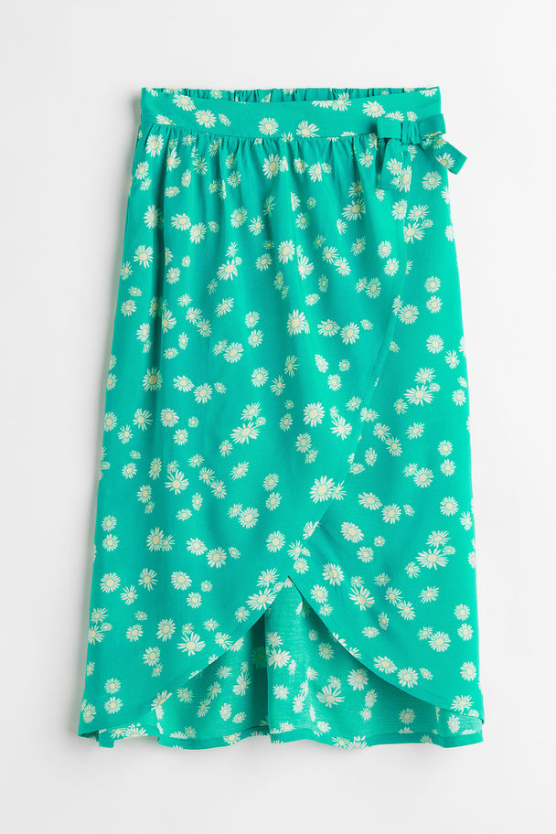 H&M Patterned Wrapover Skirt Green/floral