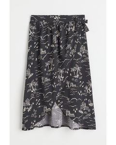 Patterned Wrapover Skirt Dark Grey/patterned