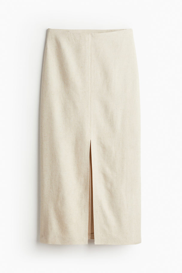 H&M Slit-hem Pencil Skirt Light Beige