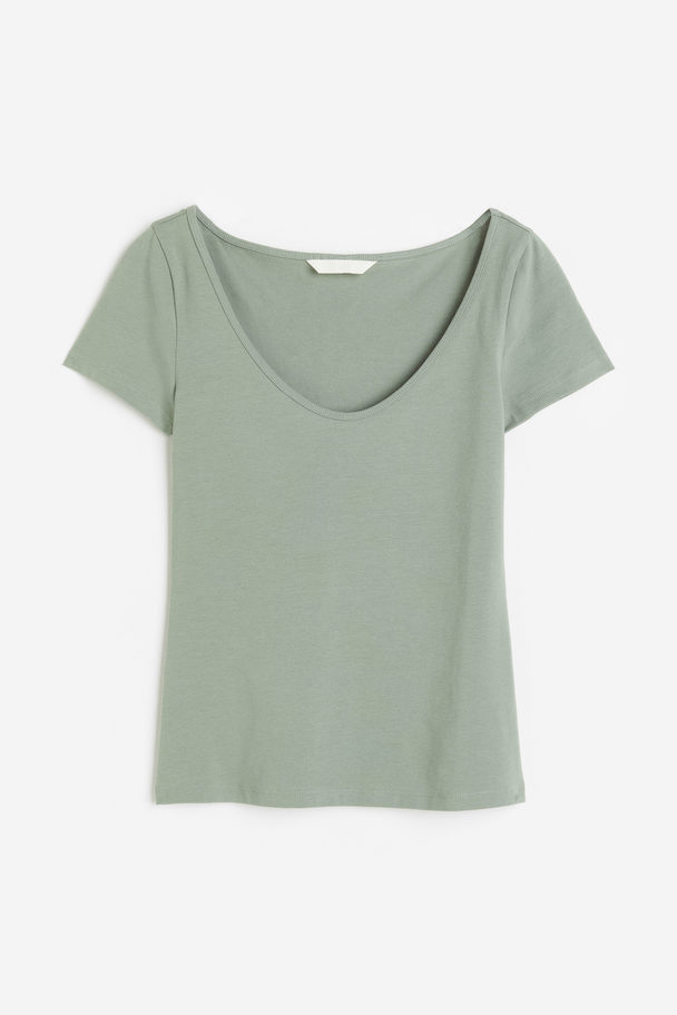 H&M Tætsiddende T-shirt Salviegrøn