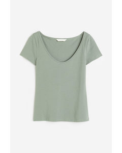Figurnära T-shirt Salviagrön