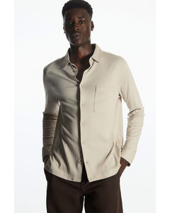 Regular-fit Organic-cotton Jersey Shirt Beige