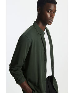 Regular-fit Organic-cotton Jersey Shirt Dark Green
