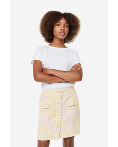 Buttoned Skirt Light Yellow/checked