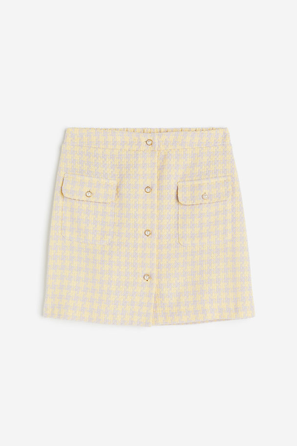 H&M Buttoned Skirt Light Yellow/checked