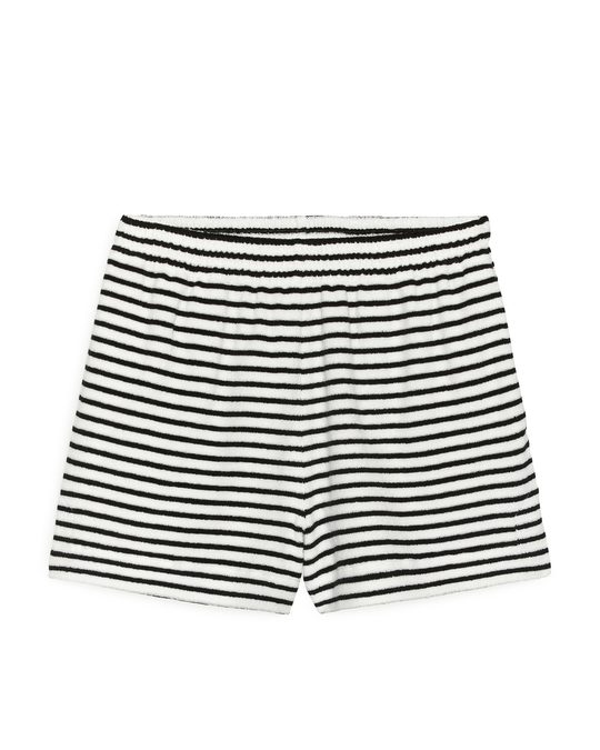 Arket Towelling Shorts Black/white