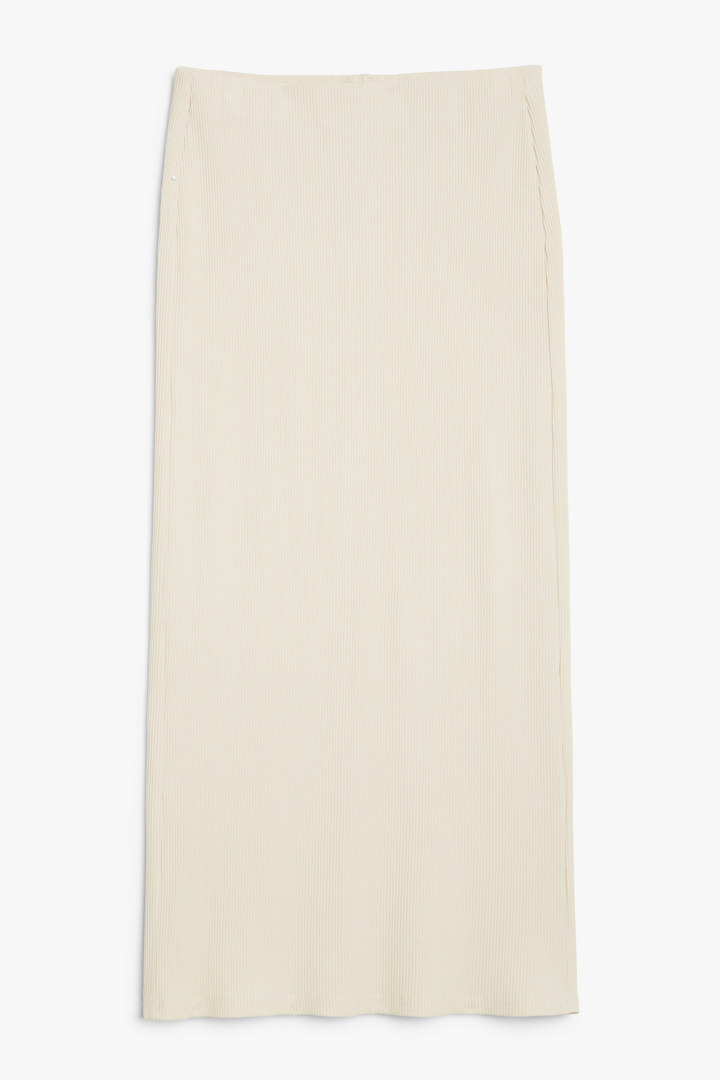 Billede af Monki Tætsiddende Maxi-pencil Skirt I Rib Råhvid, Nederdele. Farve: Off-white størrelse XL