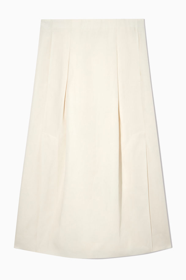 COS Pleated Linen-blend Midi Skirt Off-white