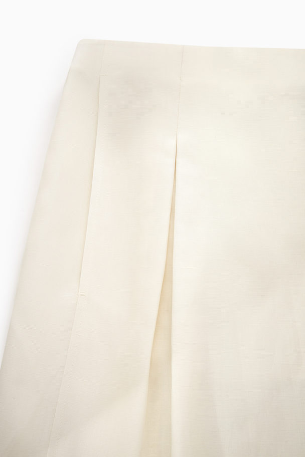 COS Pleated Linen-blend Midi Skirt Off-white