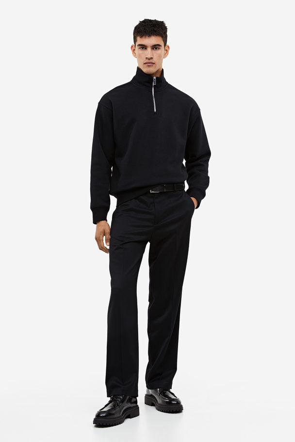 H&M Sweatshirt mit Zipper Relaxed Fit Schwarz