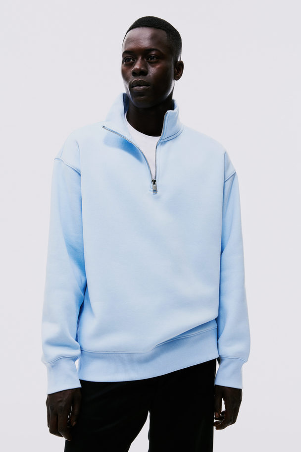 Relaxed Fit Zip-top Sweatshirt Light Blue Blue