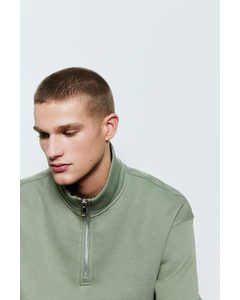 Sweatshirt mit Zipper Relaxed Fit Grün