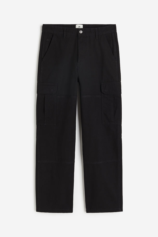 H&M Cargohose in Relaxed Fit Schwarz
