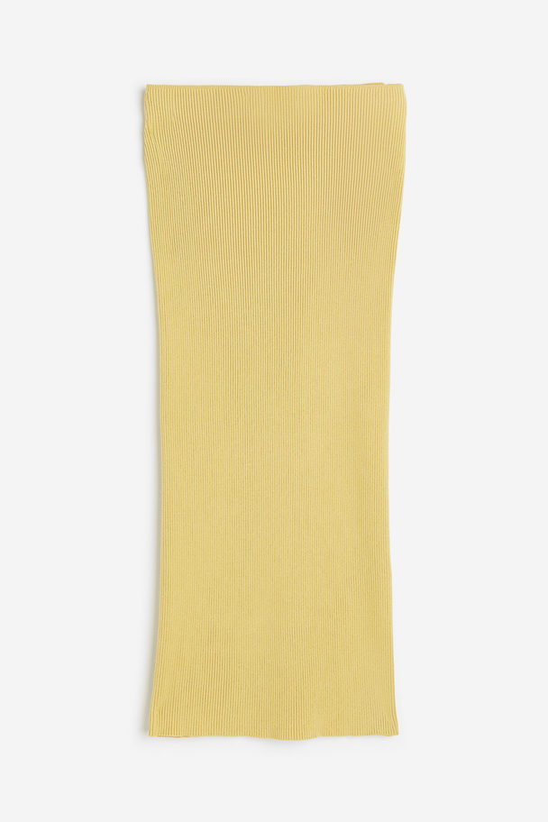 H&M Rib-knit Skirt Dusty Yellow