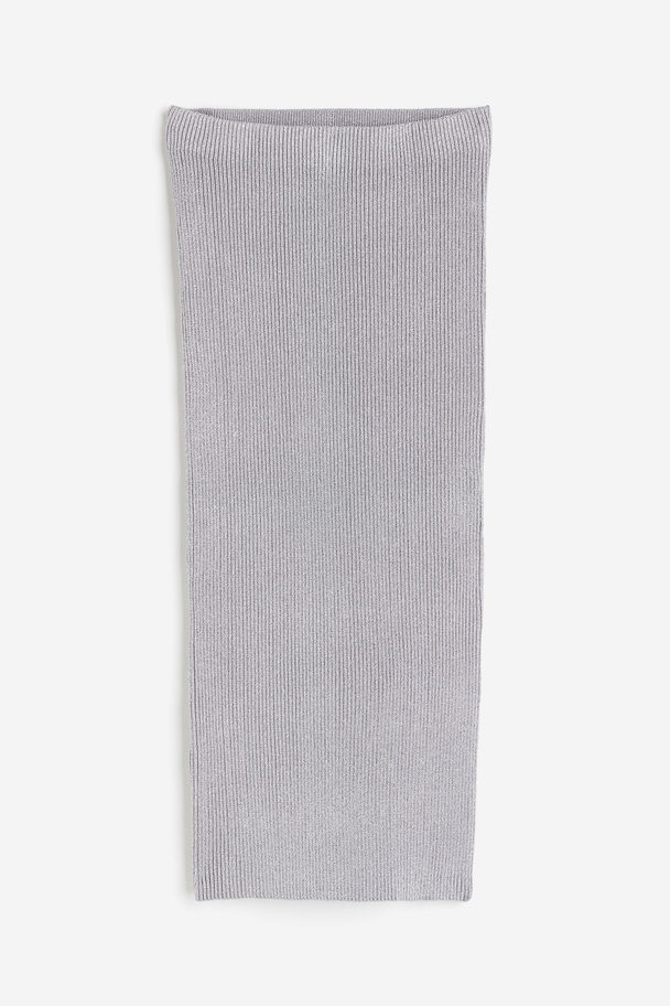 H&M Rib-knit Skirt Silver-coloured