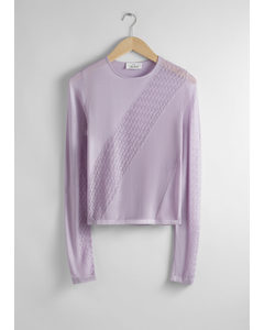 Contrast-panel Knit Top Lilac