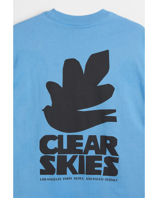 H&M Relaxed Fit Cotton T-shirt Blue/clear Skies