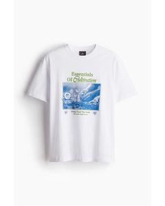 T-shirt Med Tryk Loose Fit Hvid/essentials
