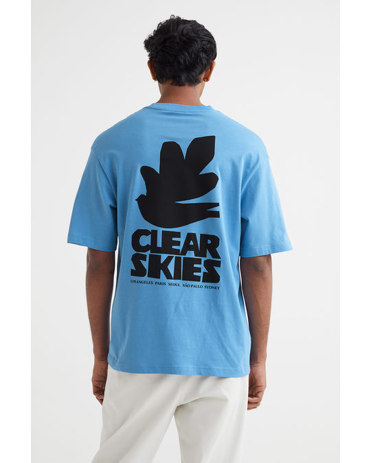 H&M Relaxed Fit Cotton T-shirt Blue/clear Skies