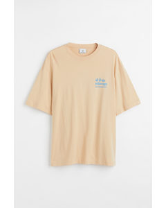 T-shirt I Bomuld Relaxed Fit Lys Beige/solar Age