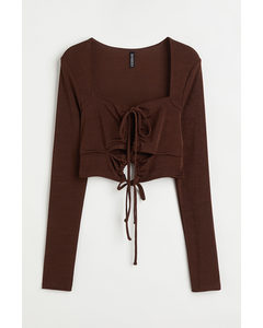 Cropped Cut-out Top Brown
