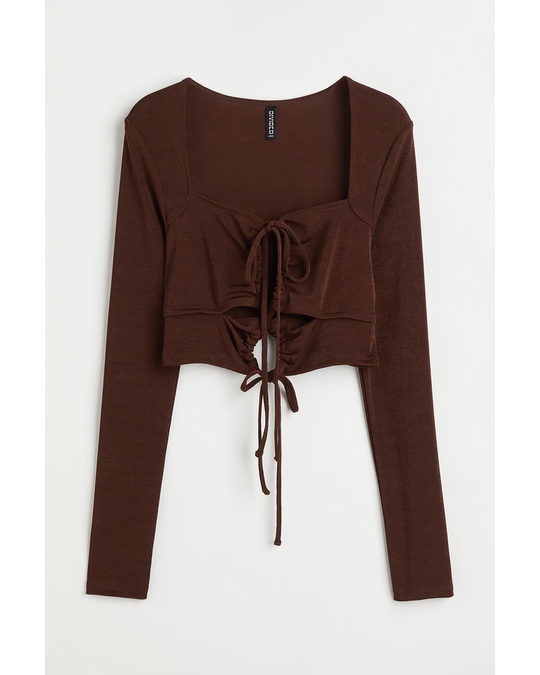 H&M Cropped Cut-out Top Brown
