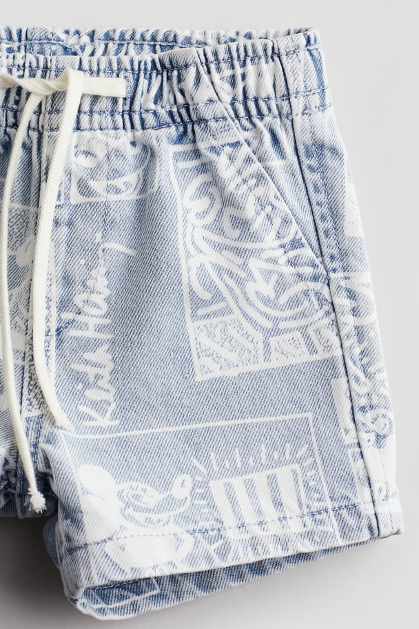 H&M Gemusterte Jeansshorts Hellblau/Gemustert