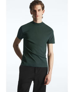 Slim-fit Mock-neck T-shirt Dark Green