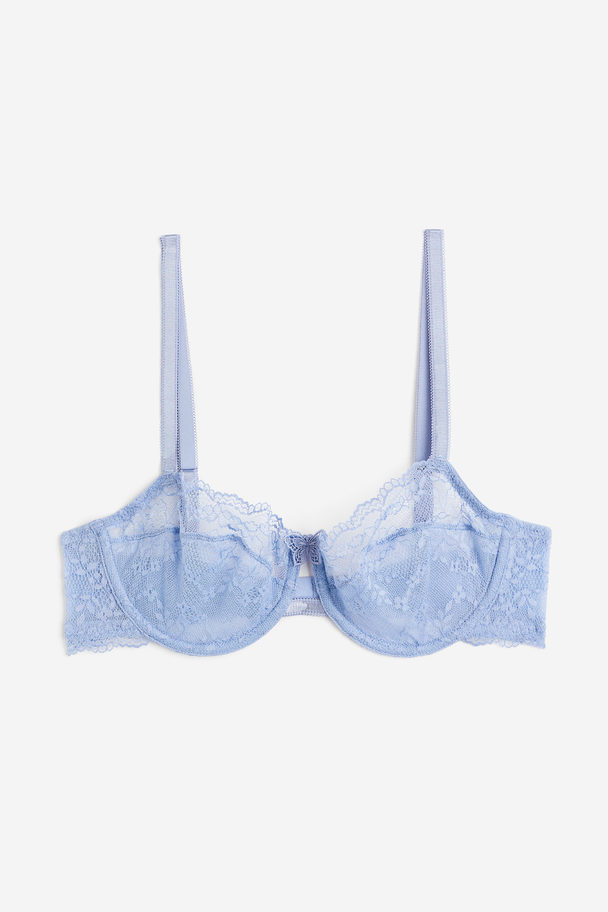 H&M Non-padded Underwired Lace Bra Light Blue