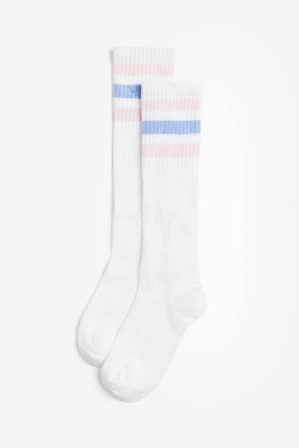 H&M Knee Socks White/striped