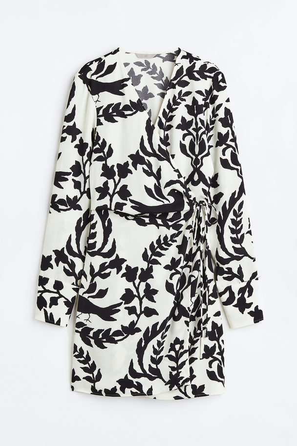 H&M Slå Om-kjole Hvid/mønstret