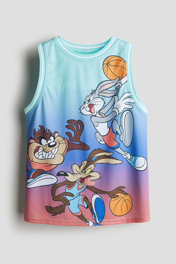H&M Oversized Printed Vest Top Turquoise/looney Tunes