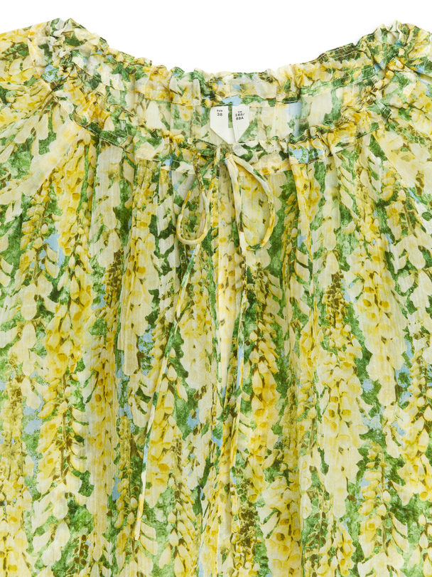 ARKET Lyocell-Bluse mit Puffärmeln Gelb/Grün