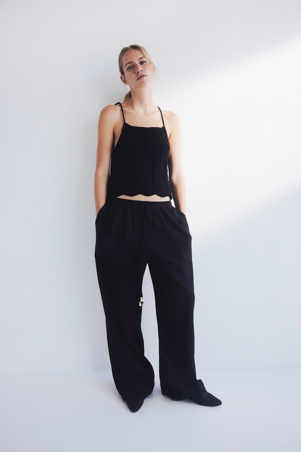 H&M Muslin Pull-on Trousers Black