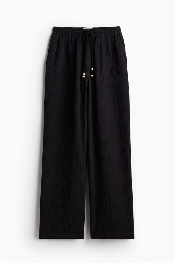 H&M Muslin Pull-on Trousers Black