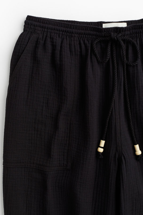 H&M Muslin Pull-on Trousers Black