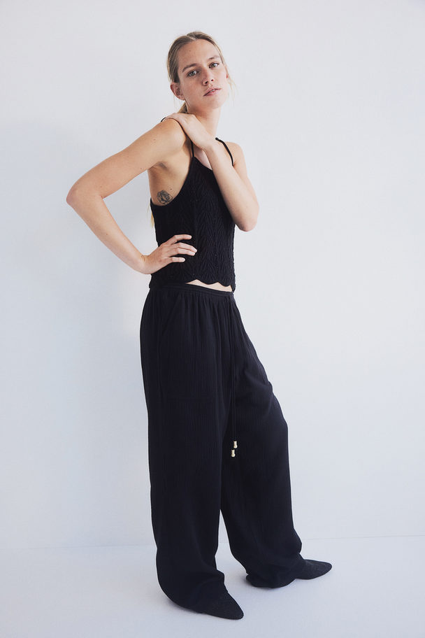 H&M Muslin Pull-on Trousers Black