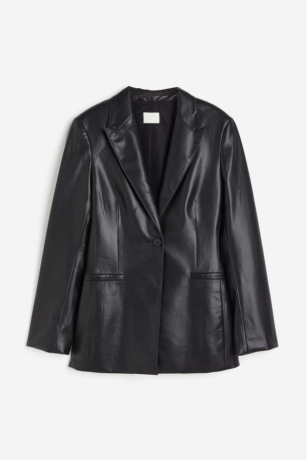 H&M Blazer mit Coating Schwarz