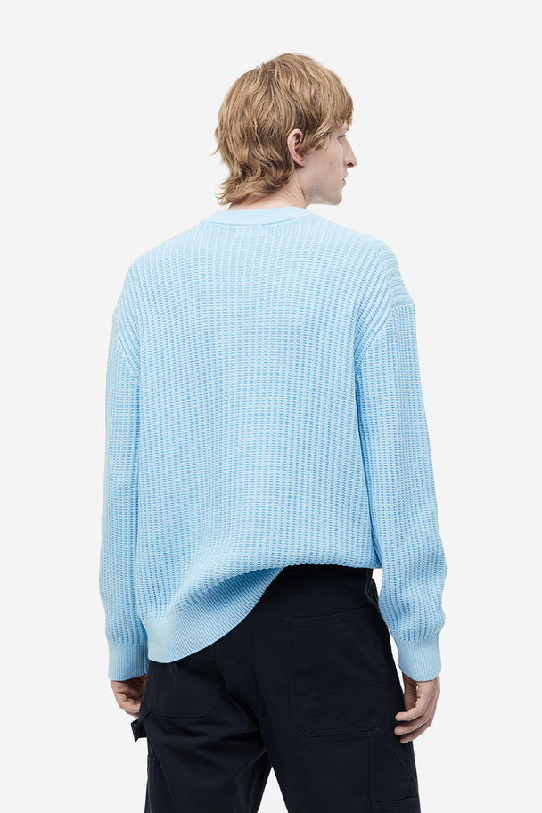 H&M Relaxed Fit Rib-knit Jumper Light Blue