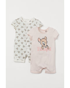 2-pack Cotton Pyjamas Powder Pink/bambi
