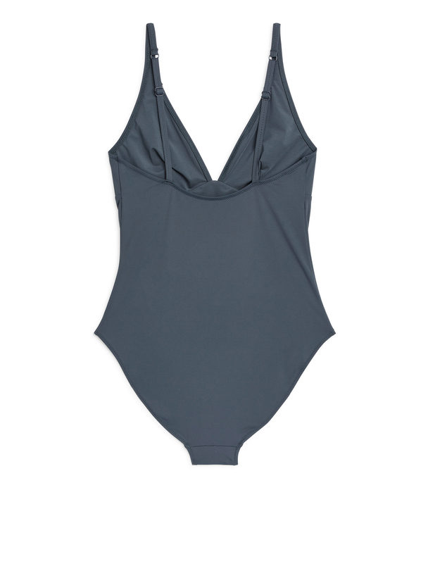 ARKET V-neck Swimsuit Dark Grey