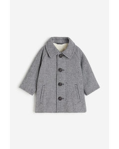 Pile-lined Coat Grey/herringbone-patterned