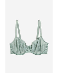 Non-padded Underwired Lace Bra Light Green