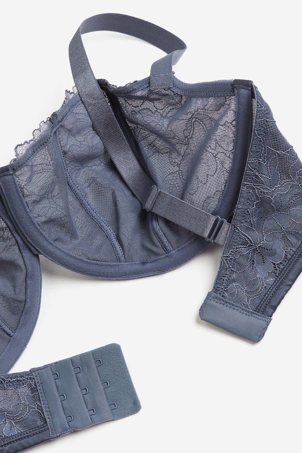 H&M Non-padded Underwired Lace Bra Blue