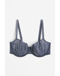 Non-padded Underwired Lace Bra Blue