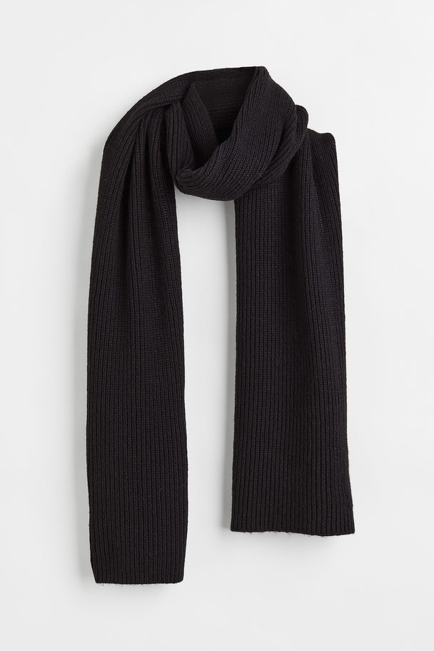 H&M Rib-knit Scarf Black